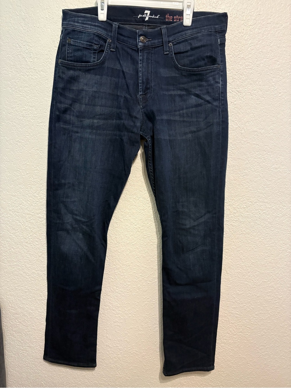 7 For All Mankind Men’s Dark Blue Slim Straight Jeans Size 33